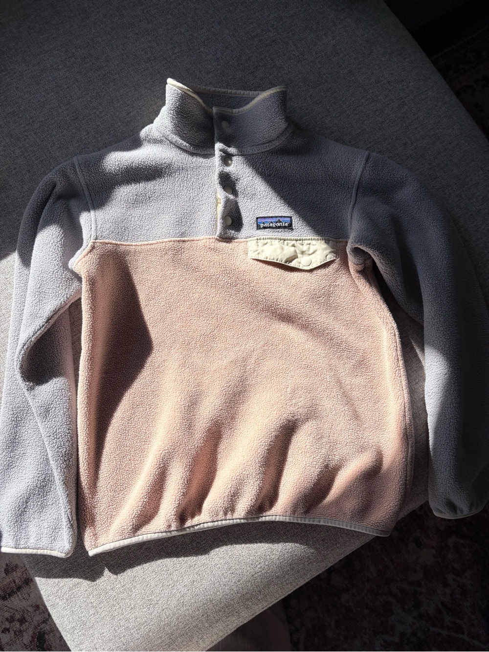 Patagonia Synchilla Snap-T Fleece Pullover Grey Blush Pink
